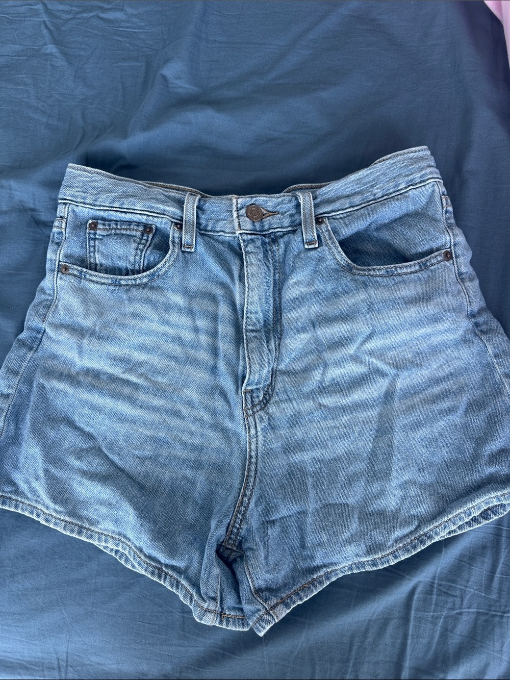 Levi's Light Blue High-Waist Denim Shorts